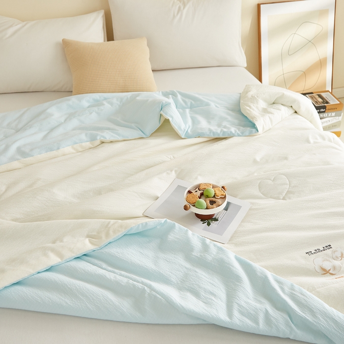 91家纺网 家纺一手货源 找家纺 蓝冰家纺 2026新款泡芙棉夏被夏凉被空调被 白拼蓝