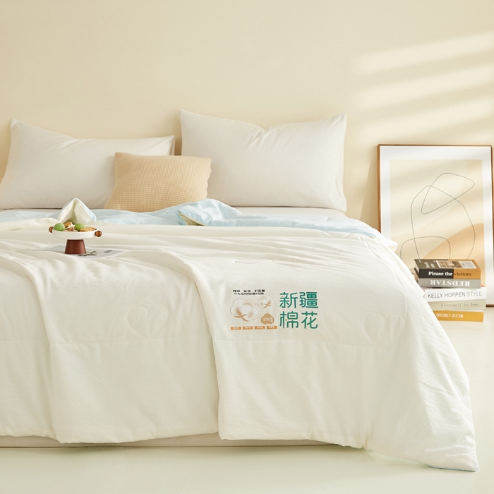 91家纺网 家纺一手货源 找家纺 蓝冰家纺 2026新款泡芙棉夏被夏凉被空调被 白拼蓝