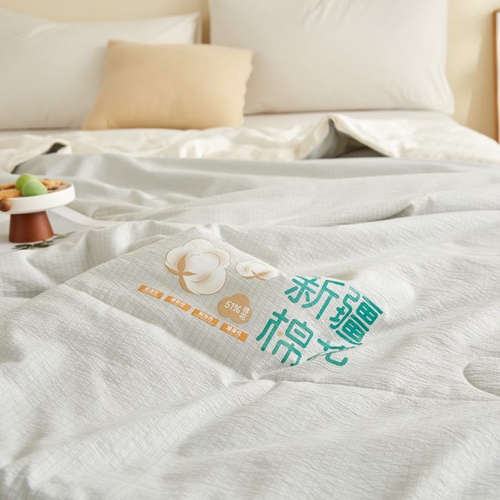 91家纺网 家纺一手货源 找家纺 蓝冰家纺 2026新款泡芙棉夏被夏凉被空调被 灰拼白