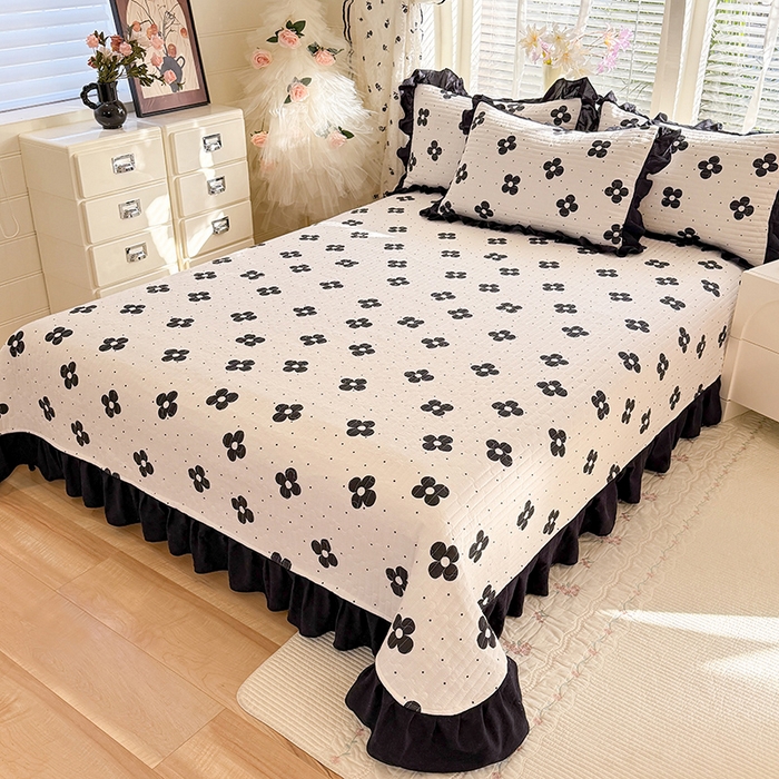 91家纺网 家纺一手货源 找家纺 唐人居 2026春夏新款皱皱水洗棉花边床盖四件套 宝格丽曼