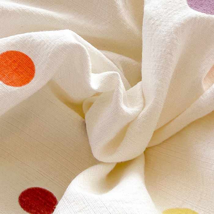 91家纺网 家纺一手货源 找家纺 唐人居 2026春夏新款皱皱水洗棉花边床盖四件套 彩色波点