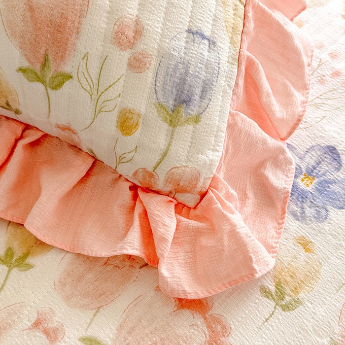 91家纺网 家纺一手货源 找家纺 唐人居 2026春夏新款皱皱水洗棉花边床盖四件套 芬德拉