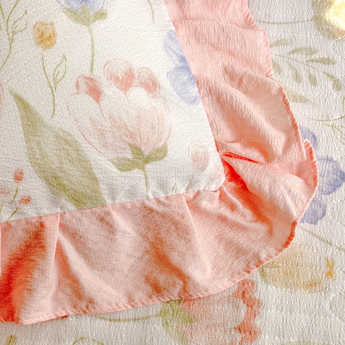 91家纺网 家纺一手货源 找家纺 唐人居 2026春夏新款皱皱水洗棉花边床盖四件套 芬德拉