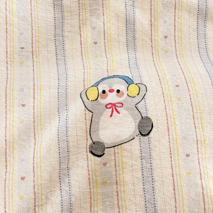 91家纺网 家纺一手货源 找家纺 唐人居 2026春夏新款皱皱水洗棉花边床盖四件套 音乐企鹅