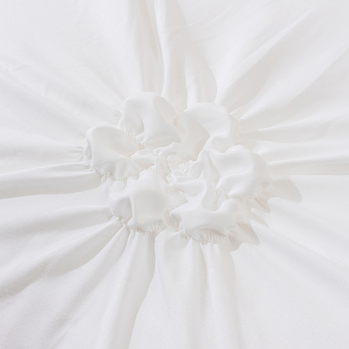 91家纺网 家纺一手货源 找家纺 恩和家纺 2026新款弹力揪花白纱飞边床单款床裙款三四件套 白色