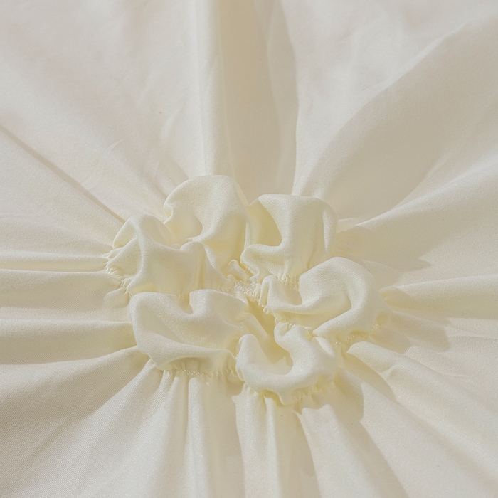 91家纺网 家纺一手货源 找家纺 恩和家纺 2026新款弹力揪花白纱飞边床单款床裙款三四件套 奶白