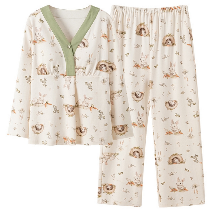 91家纺网 家纺一手货源 找家纺 （总）洛兰沙家居馆 批发A类10A抗菌莫代尔月子服春夏季薄款孕期哺乳喂奶孕妇睡衣 