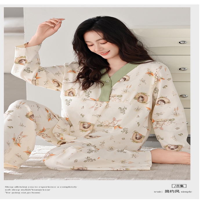 91家纺网 家纺一手货源 找家纺 （总）洛兰沙家居馆 批发A类10A抗菌莫代尔月子服春夏季薄款孕期哺乳喂奶孕妇睡衣 