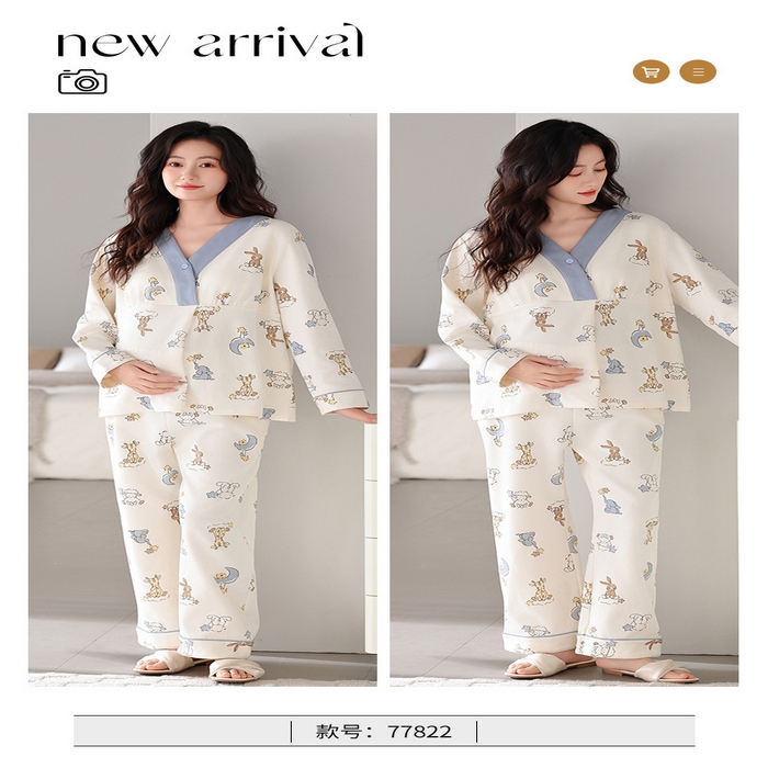 91家纺网 家纺一手货源 找家纺 （总）洛兰沙家居馆 批发A类10A抗菌莫代尔月子服春夏季薄款孕期哺乳喂奶孕妇睡衣 