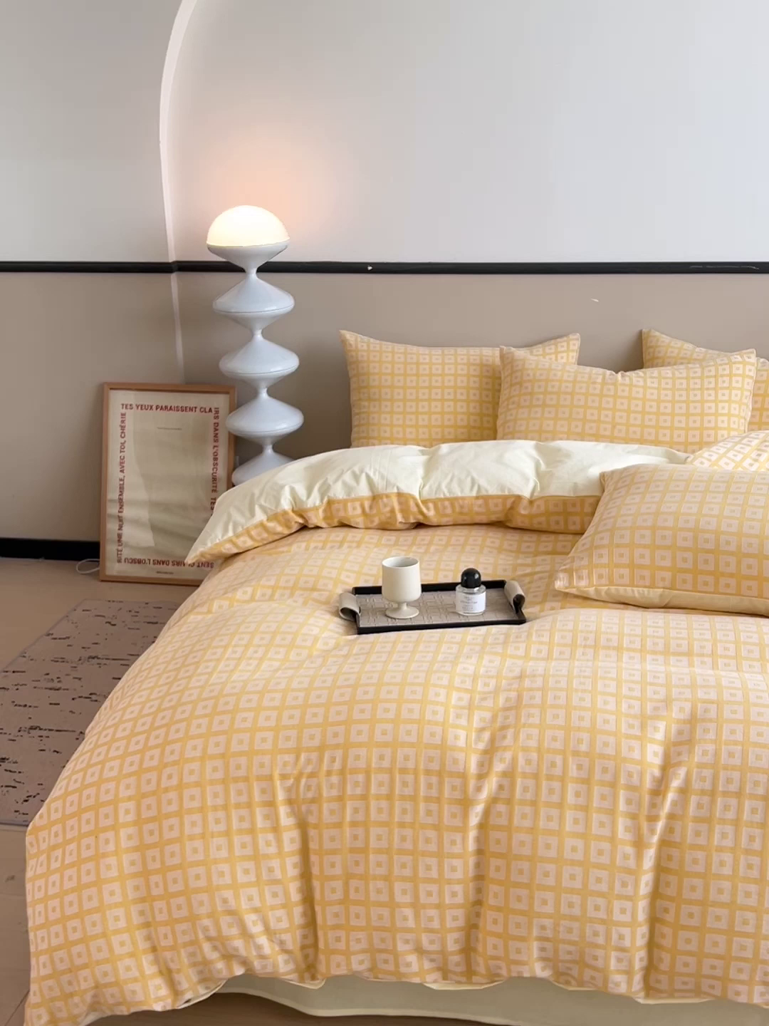 91家纺网 家纺一手货源 找家纺 （总）小懒猪 2026秋冬新款全棉纯棉色织水洗棉华夫格四件套-魔方系列