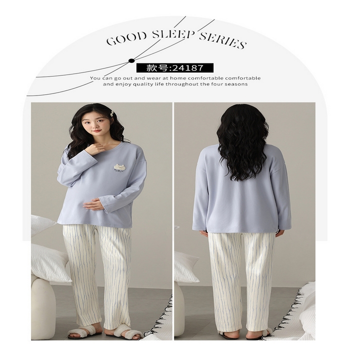 91家纺网 家纺一手货源 找家纺 （总）洛兰沙家居馆 春秋带胸垫纯棉月子服新款孕妇甜美可爱哺乳吸汗透气哺乳睡衣