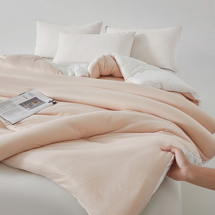 91家纺网 家纺一手货源 找家纺 锦尚坊被芯馆 2026新款针织棉深睡控温系列大豆夏被系列春秋被大豆冬被（四周踩棉 不跑棉） 柔粉