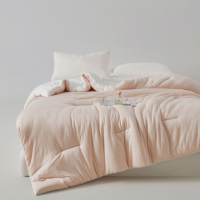 91家纺网 家纺一手货源 找家纺 锦尚坊被芯馆 2026新款针织棉深睡控温系列大豆夏被系列春秋被大豆冬被（四周踩棉 不跑棉） 柔粉