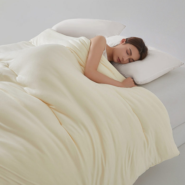 91家纺网 家纺一手货源 找家纺 锦尚坊被芯馆 2026新款针织棉深睡控温系列大豆夏被系列春秋被大豆冬被（四周踩棉 不跑棉） 米黄