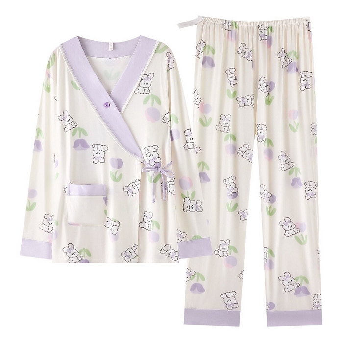 91家纺网 家纺一手货源 找家纺 （总）洛兰沙家居馆 批发A类10A抗菌莫代尔月子服春夏季薄款孕期哺乳喂奶孕妇睡衣