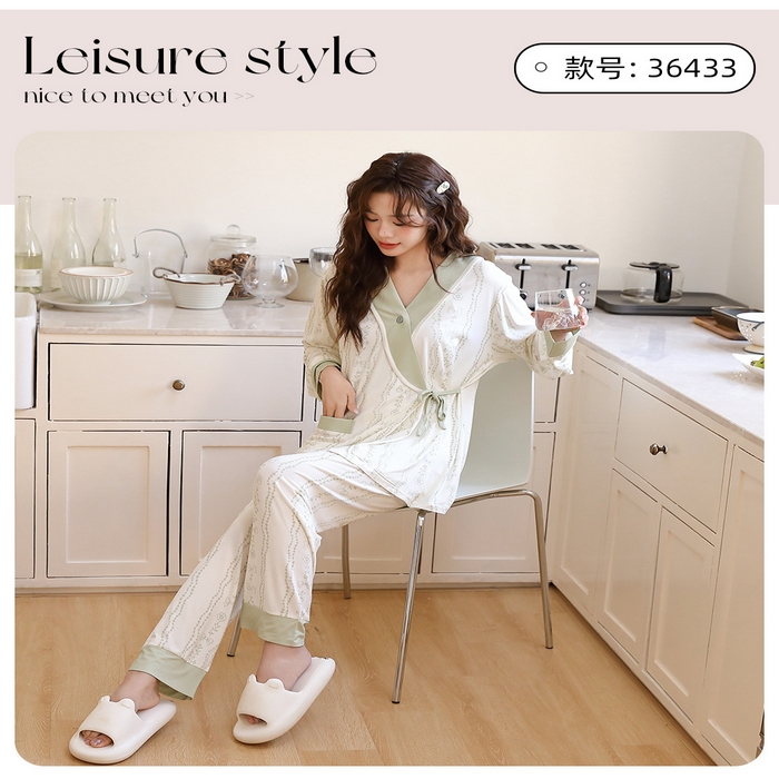 91家纺网 家纺一手货源 找家纺 （总）洛兰沙家居馆 批发A类10A抗菌莫代尔月子服春夏季薄款孕期哺乳喂奶孕妇睡衣