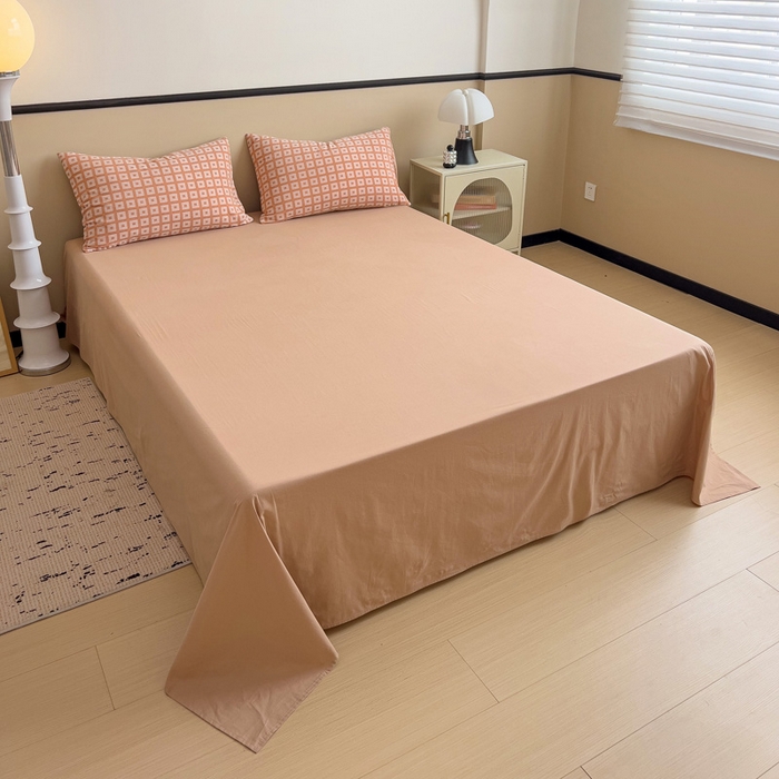 91家纺网 家纺一手货源 找家纺 小懒猪 2026秋冬新款全棉纯棉色织水洗棉华夫格四件套-魔方系列 魔方桔