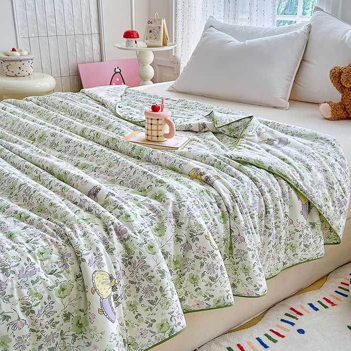 91家纺网 家纺一手货源 找家纺 萌飞  2026年新款A类针织棉嘟嘟被夏被春秋被空调被儿童学生被子被芯 花枝兔