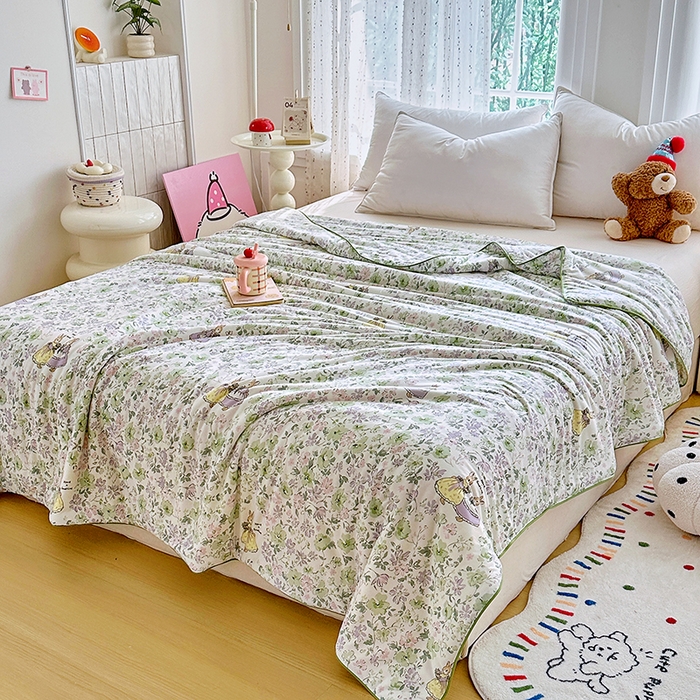 91家纺网 家纺一手货源 找家纺 萌飞  2026年新款A类针织棉嘟嘟被夏被春秋被空调被儿童学生被子被芯 花枝兔