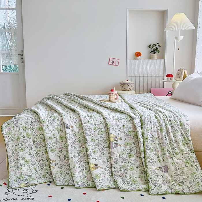 91家纺网 家纺一手货源 找家纺 萌飞  2026年新款A类针织棉嘟嘟被夏被春秋被空调被儿童学生被子被芯 花枝兔