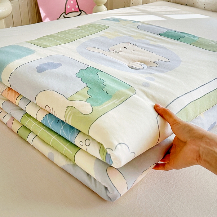 91家纺网 家纺一手货源 找家纺 萌飞  2026年新款A类针织棉嘟嘟被夏被春秋被空调被儿童学生被子被芯 喵喵屋