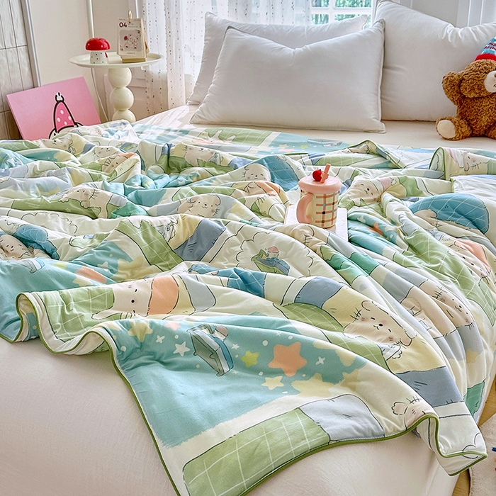 91家纺网 家纺一手货源 找家纺 萌飞  2026年新款A类针织棉嘟嘟被夏被春秋被空调被儿童学生被子被芯 喵喵屋