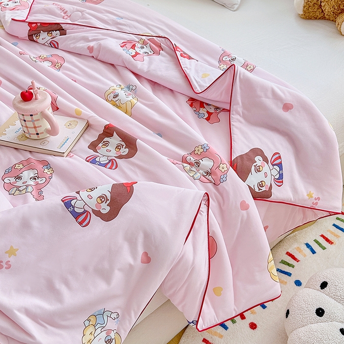 91家纺网 家纺一手货源 找家纺 萌飞  2026年新款A类针织棉嘟嘟被夏被春秋被空调被儿童学生被子被芯 小公举