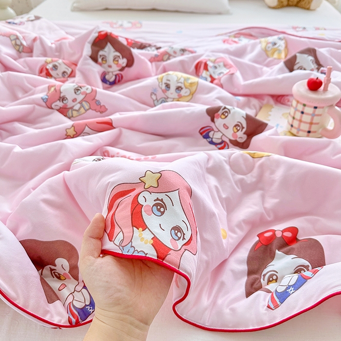 91家纺网 家纺一手货源 找家纺 萌飞  2026年新款A类针织棉嘟嘟被夏被春秋被空调被儿童学生被子被芯 小公举