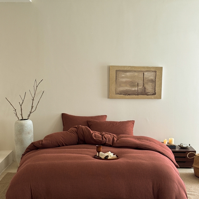 91家纺网 家纺一手货源 找家纺 （总）尚品本色 2026新款纯色色织双层纱四件套