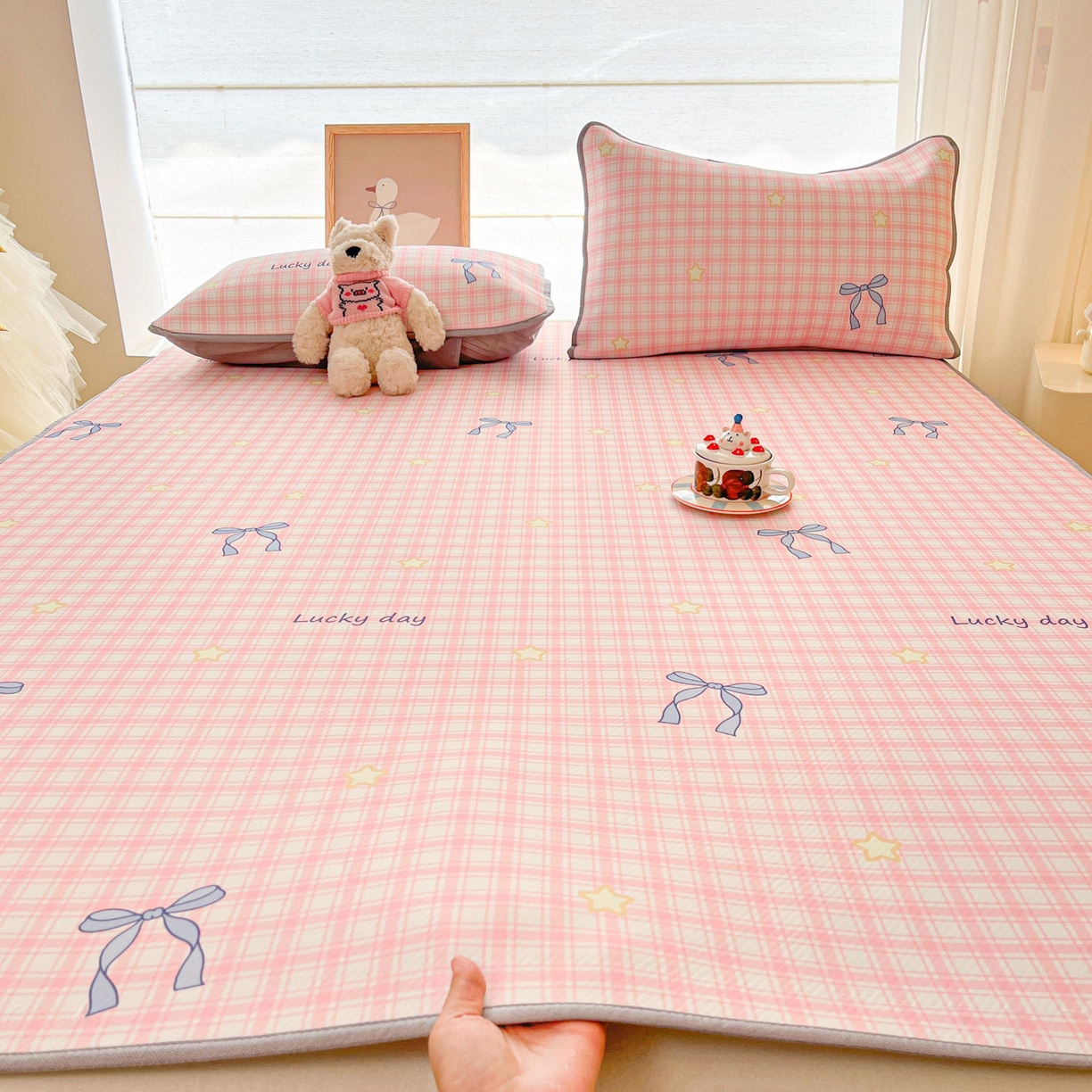 91家纺网 家纺一手货源 找家纺 川悦生活 2026新款凉感冰丝席大床小阪冰丝凉席 席奶油可盐