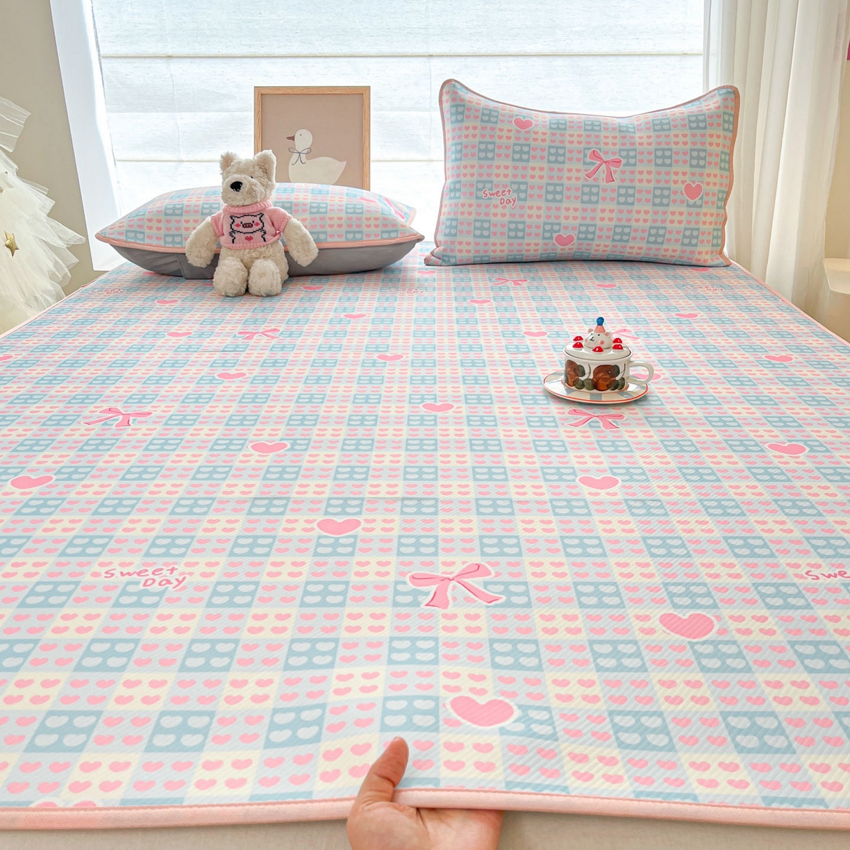 91家纺网 家纺一手货源 找家纺 川悦生活 2026新款凉感冰丝席大床小阪冰丝凉席 席甜梦心愿