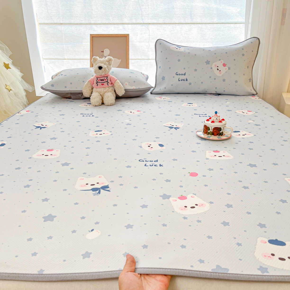 91家纺网 家纺一手货源 找家纺 川悦生活 2026新款凉感冰丝席大床小阪冰丝凉席 席星星西高地