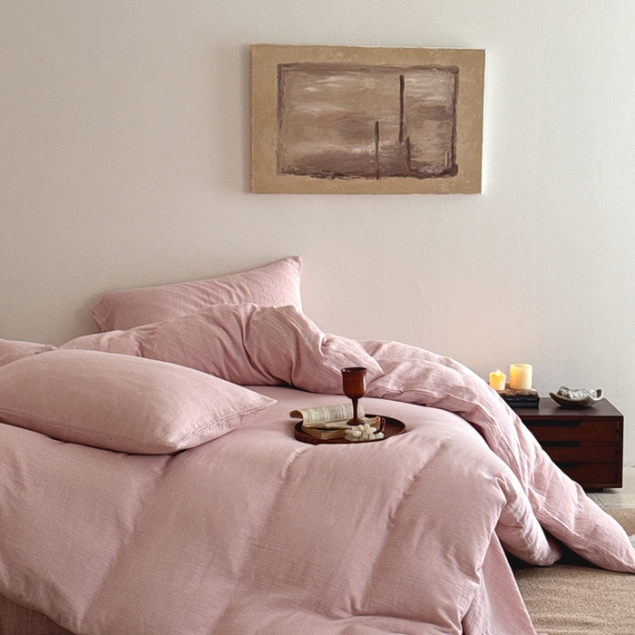 91家纺网 家纺一手货源 找家纺 （总）尚品本色 2026新款纯色色织双层纱四件套