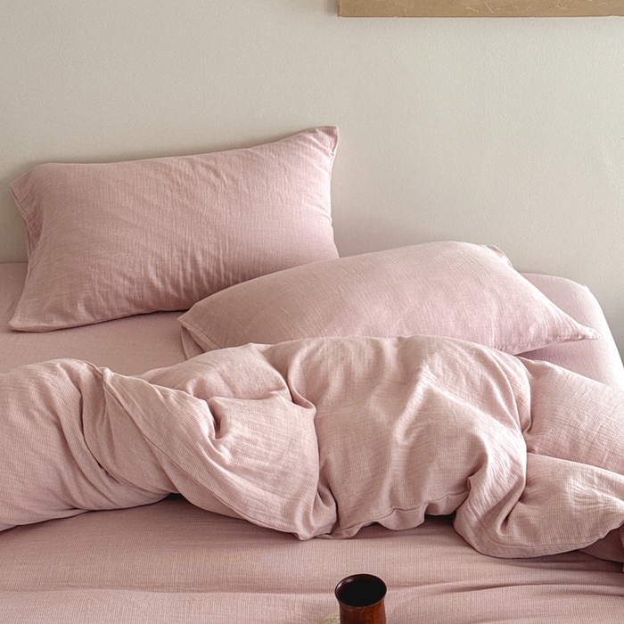 91家纺网 家纺一手货源 找家纺 （总）尚品本色 2026新款纯色色织双层纱四件套