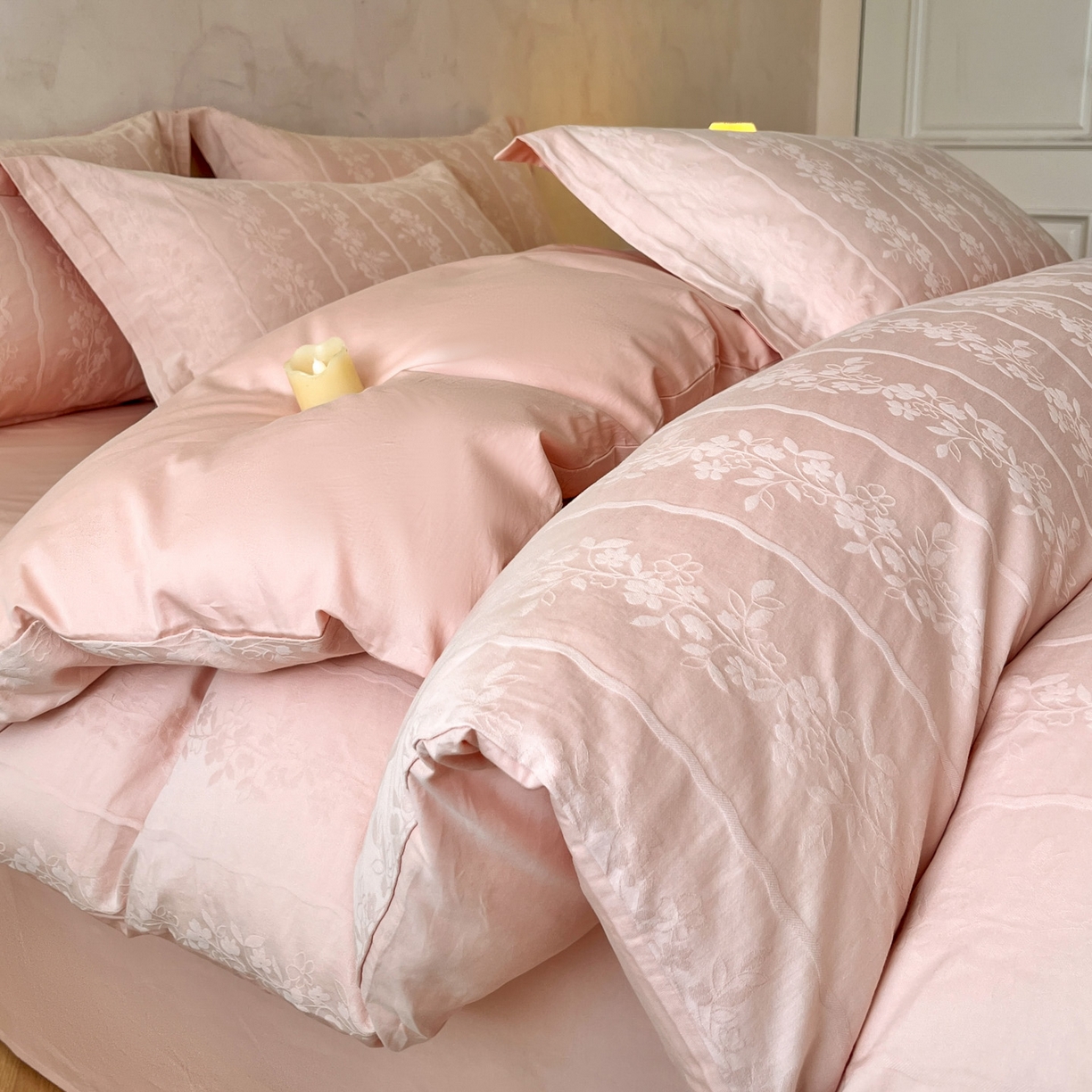 （总）火麒麟家纺 2026新款A类全棉纯棉水洗立体浮雕提花纯棉四件套