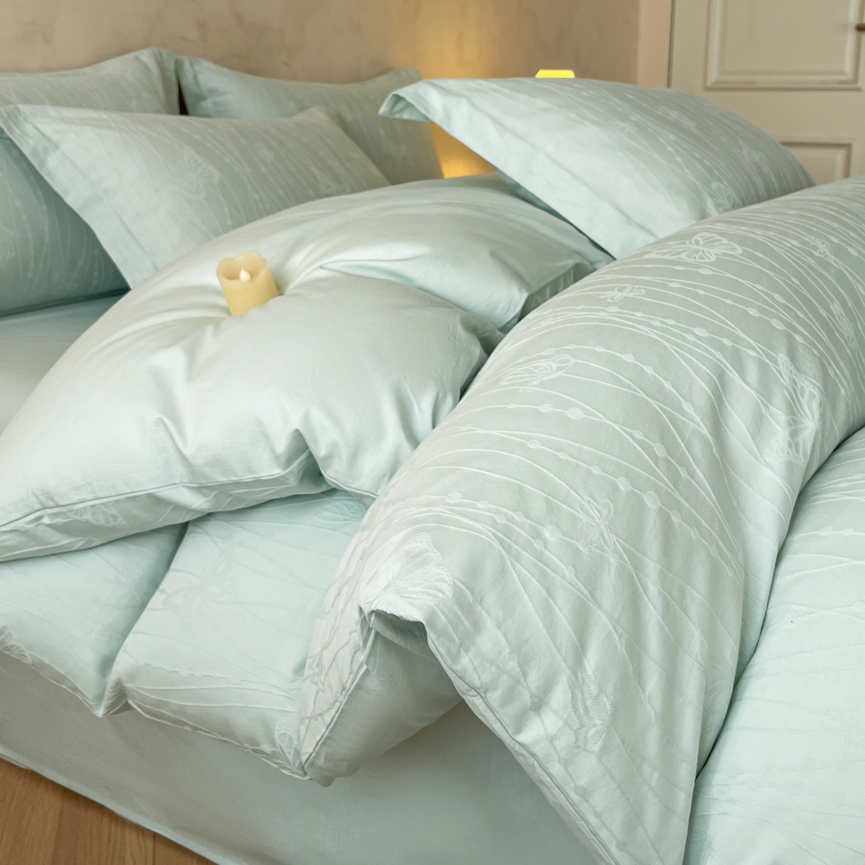 91家纺网 家纺一手货源 找家纺 （总）火麒麟家纺 2026新款A类全棉纯棉水洗立体浮雕提花纯棉四件套