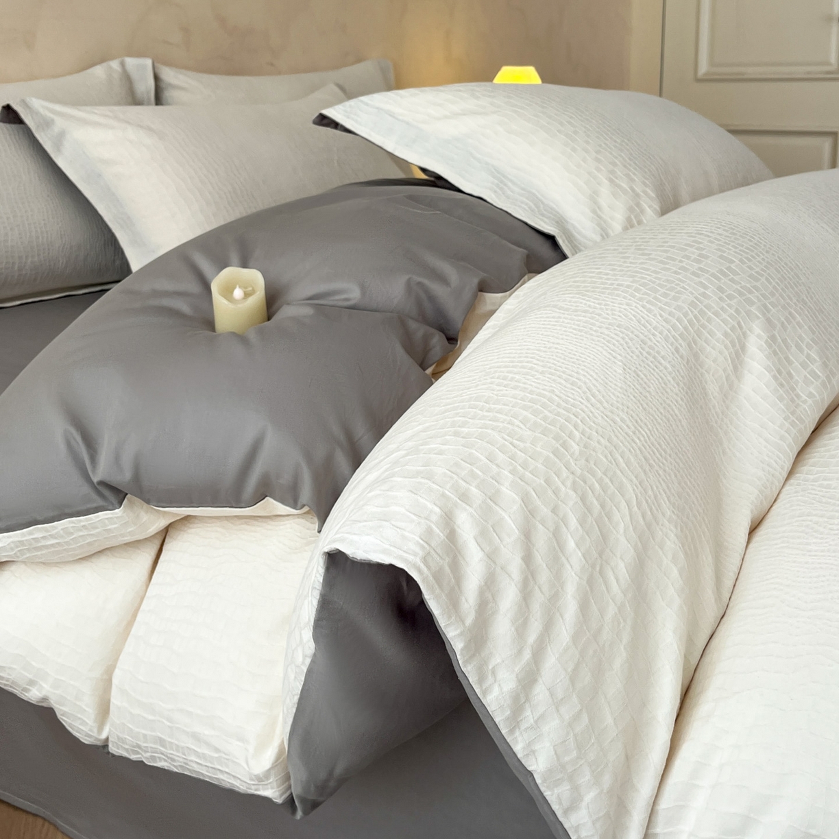 91家纺网 家纺一手货源 找家纺 （总）火麒麟家纺 2026新款A类全棉纯棉水洗立体浮雕提花纯棉四件套