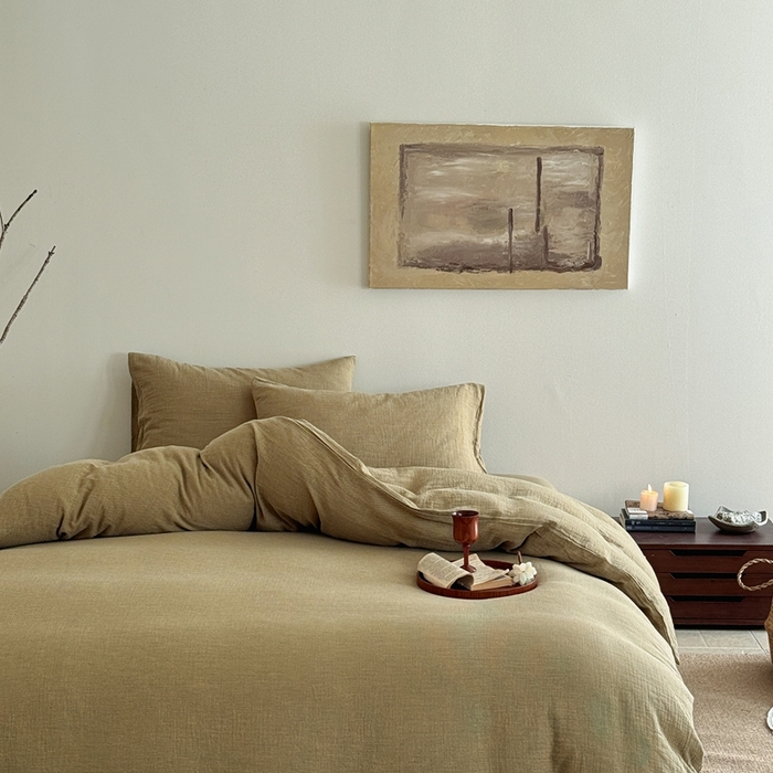 91家纺网 家纺一手货源 找家纺 （总）泰迪爱兰Teddy ISLAND2026新款纯色色织双层纱四件套 