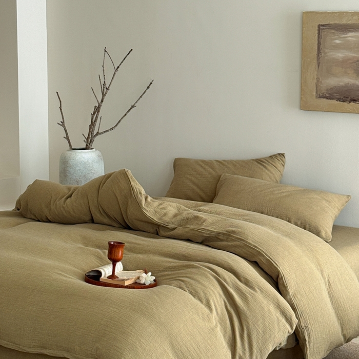 91家纺网 家纺一手货源 找家纺 （总）泰迪爱兰Teddy ISLAND2026新款纯色色织双层纱四件套 