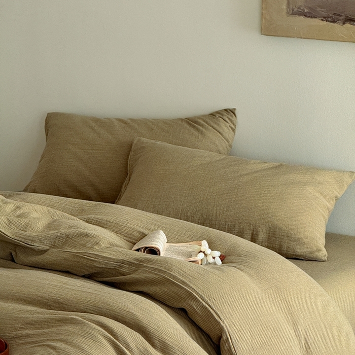 91家纺网 家纺一手货源 找家纺 泰迪爱兰Teddy ISLAND2026新款纯色色织双层纱四件套  绿色