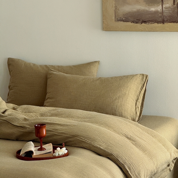 91家纺网 家纺一手货源 找家纺 泰迪爱兰Teddy ISLAND2026新款纯色色织双层纱四件套  绿色