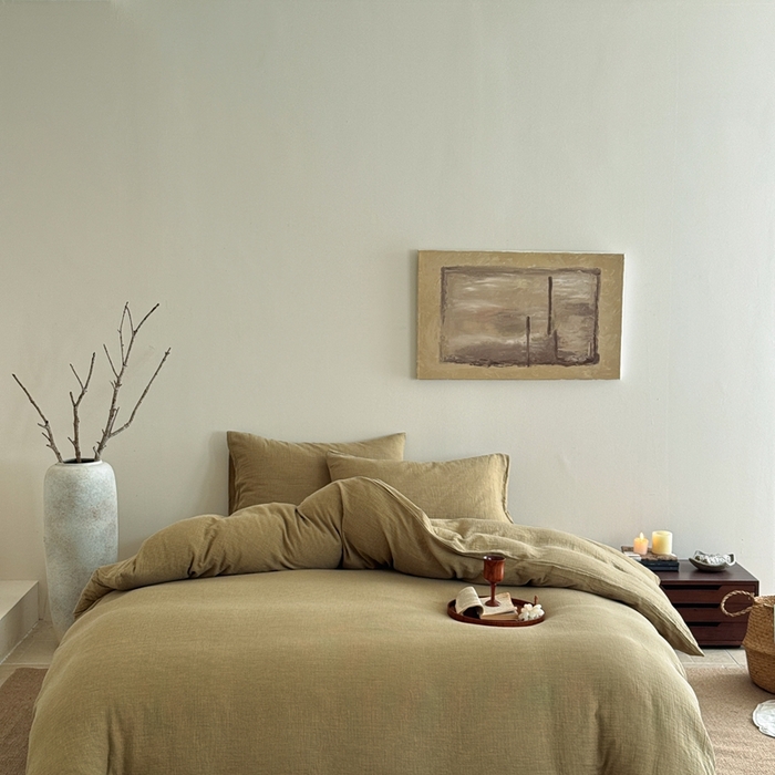 泰迪爱兰Teddy ISLAND2026新款纯色色织双层纱四件套  绿色