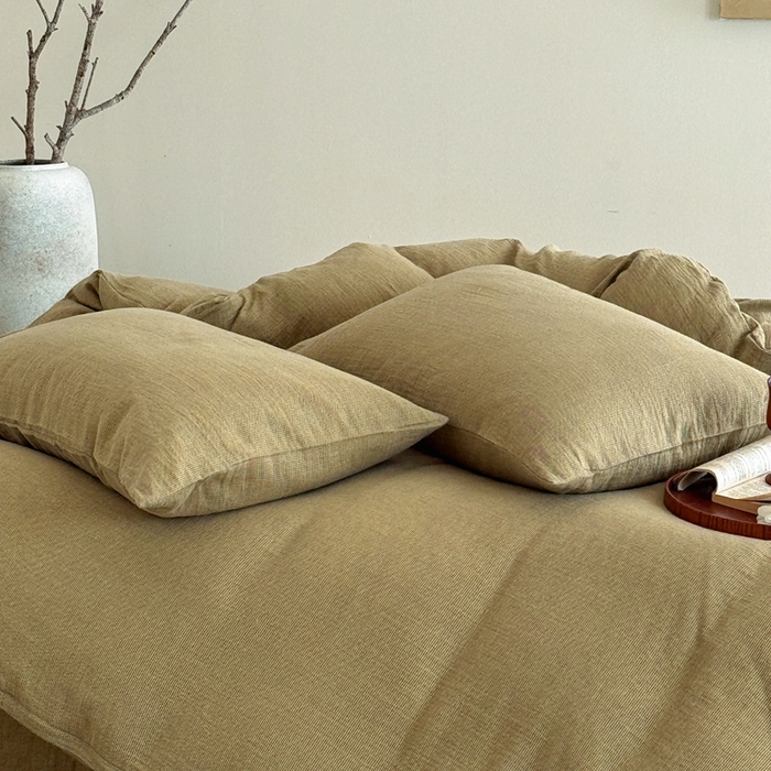 91家纺网 家纺一手货源 找家纺 泰迪爱兰Teddy ISLAND2026新款纯色色织双层纱四件套  绿色