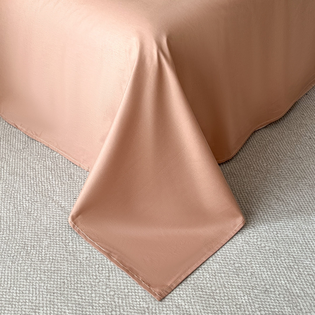 91家纺网 家纺一手货源 找家纺 火麒麟家纺 2026新款A类全棉纯棉水洗立体浮雕提花纯棉四件套 花柔玉净（深秋咖）