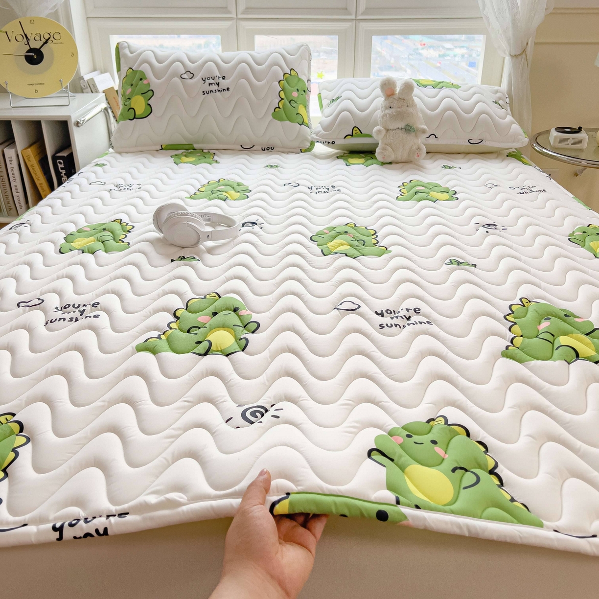 希廷顿 2026新款印花夹棉防水床垫 小恐龙