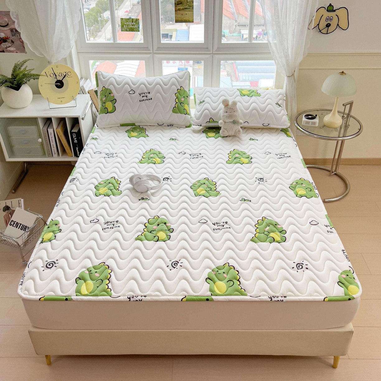 91家纺网 家纺一手货源 找家纺 希廷顿 2026新款印花夹棉防水床垫 小恐龙