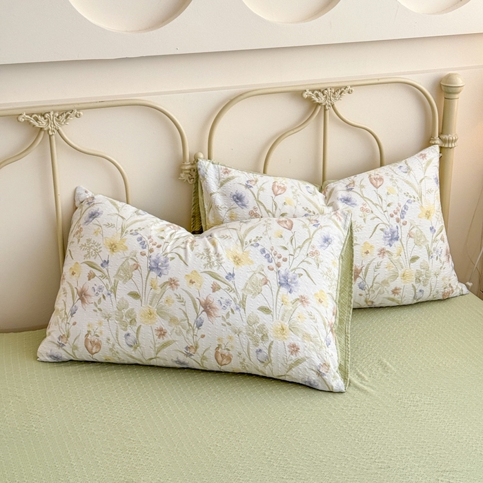 91家纺网 家纺一手货源 找家纺 （总）梦舒阳家纺 新款泡芙棉双层纱四件套皱皱纱四季款泡芙纱四件套现货充足