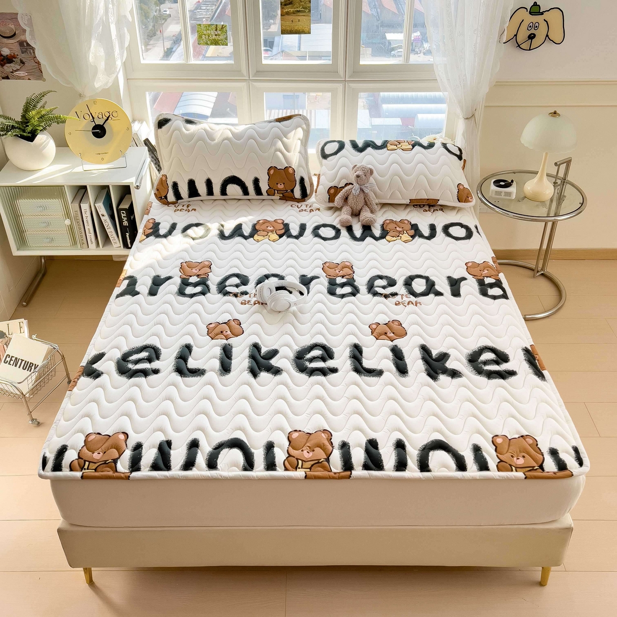 91家纺网 家纺一手货源 找家纺 希廷顿 2026新款印花夹棉防水床垫 luck熊