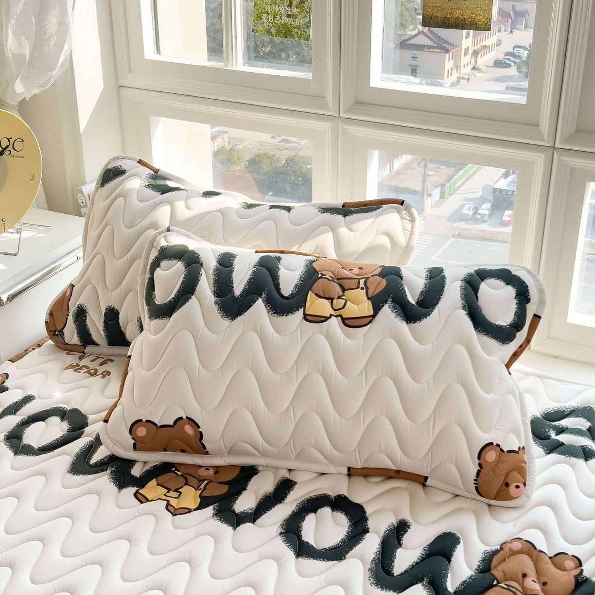 91家纺网 家纺一手货源 找家纺 希廷顿 2026新款印花夹棉防水床垫 luck熊