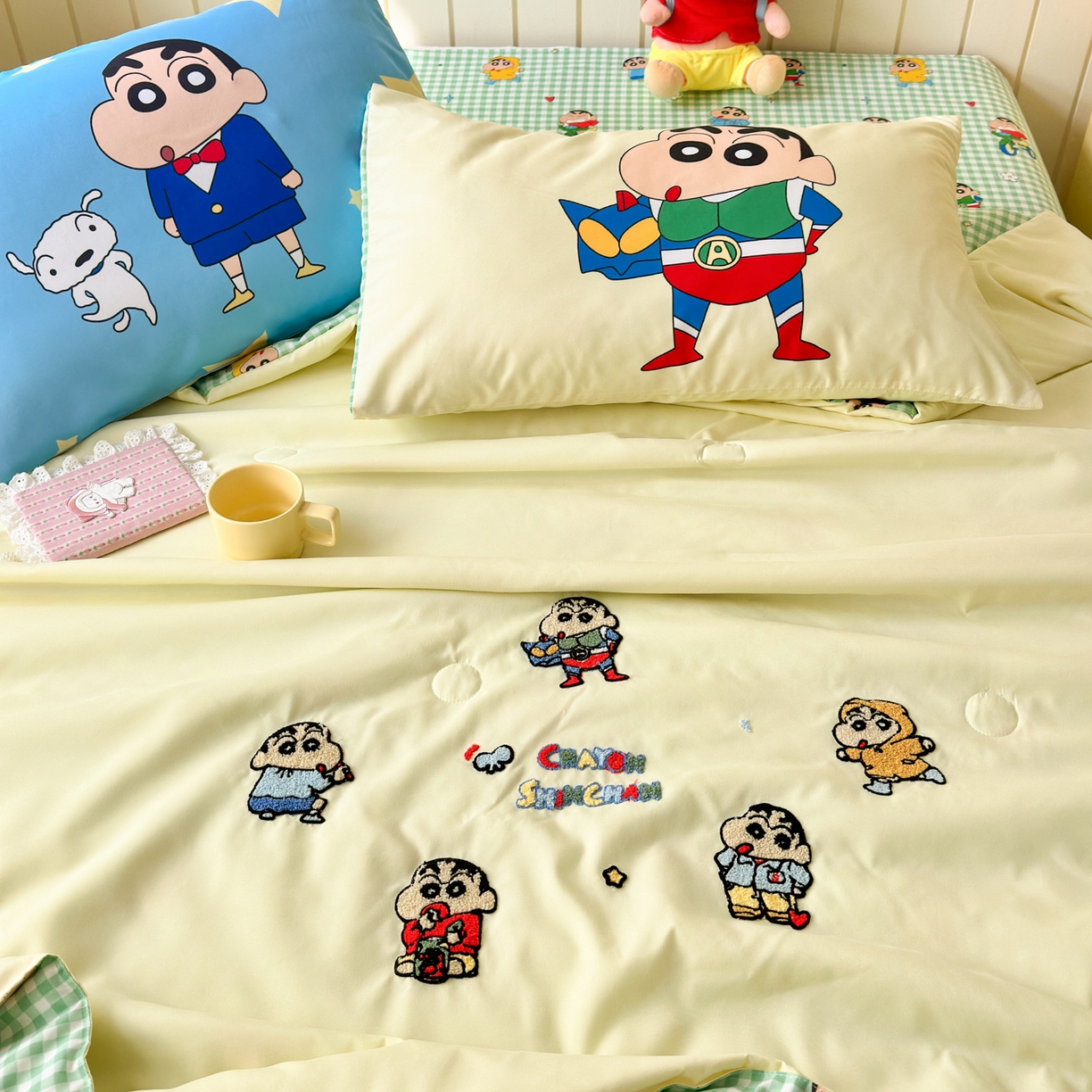 91家纺网 家纺一手货源 找家纺 （总）一霖家纺 2026新款高克重云朵棉正版蜡笔小新夏凉被空调被夏被四件套  小红书热推爆款